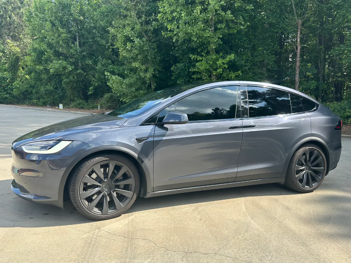 grey tesla model Y after window tinting