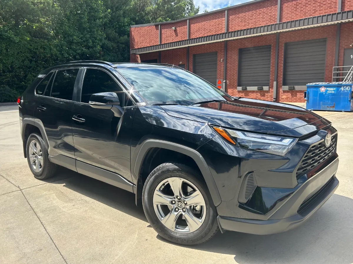 black toyota rav4 just after window tinting service